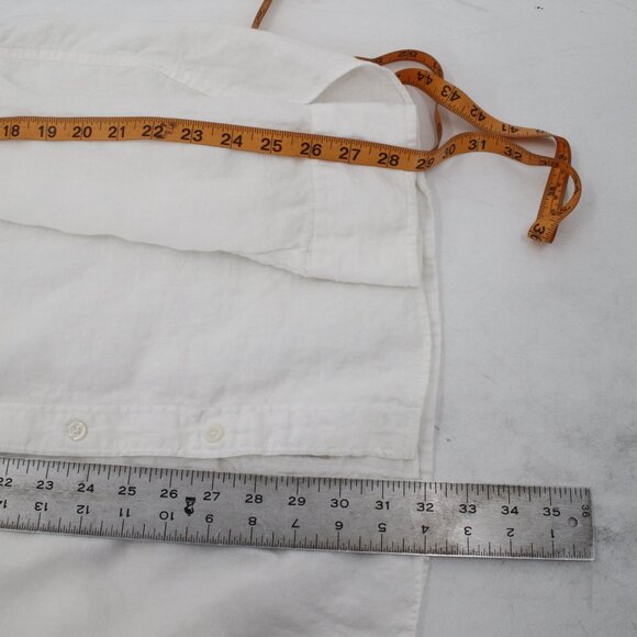 J Crew Shirt Mens XLT Baird McNutt Irish Linen Button Down Long Sleeve White - Picture 9 of 12